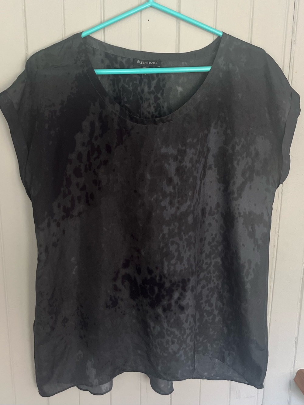 Eileen Fisher Sea Spray Printed Silk Shirt - M